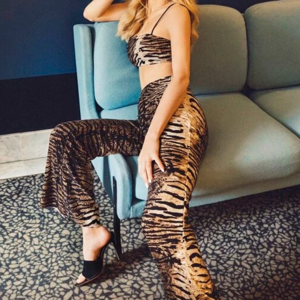 Tiger Striped Cami Top with Pants in M